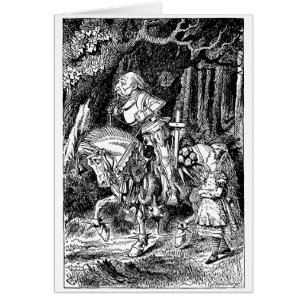 Vintage Alice im Wunderland Weißer Ritter am Pferd