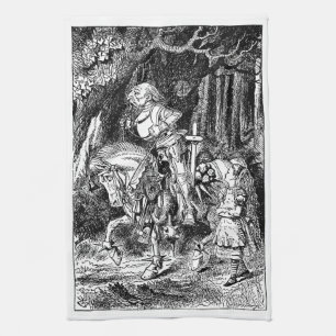 Vintage Alice im Wunderland Weißer Ritter auf Pfer Geschirrtuch