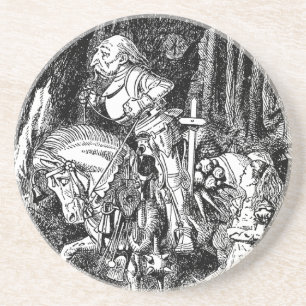 Vintage Alice im Wunderland Weißer Ritter auf Pfer Getränkeuntersetzer