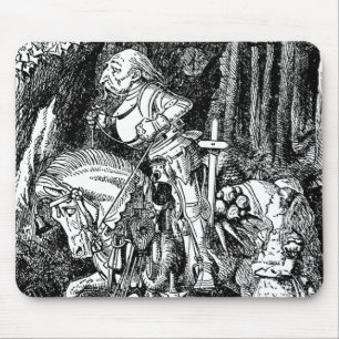 Vintage Alice im Wunderland Weißer Ritter auf Pfer Mousepad