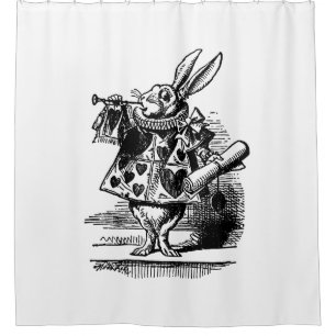 Vintage Alice im Wunderland Weißes Kaninchen als H Duschvorhang