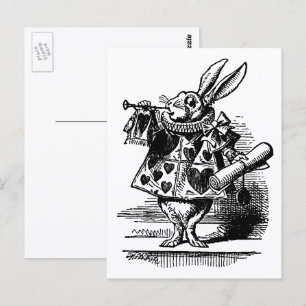 Vintage-Alice-im-Wunderland-weißes-Kaninchen-als-H Postkarte