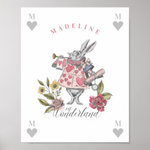 Vintage Alice im Wunderland   Weißes Kaninchen Flo Poster