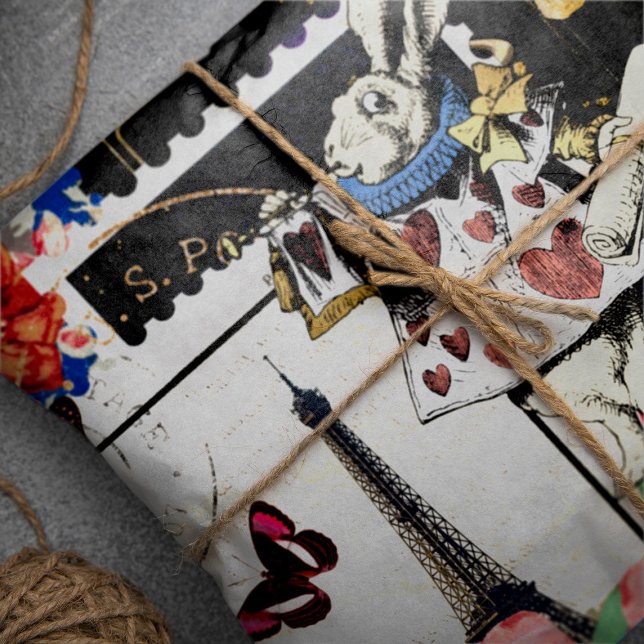 Vintage Alice im Wunderland Weißes Kaninchen Geschenkpapier Set (Von Creator hochgeladen)