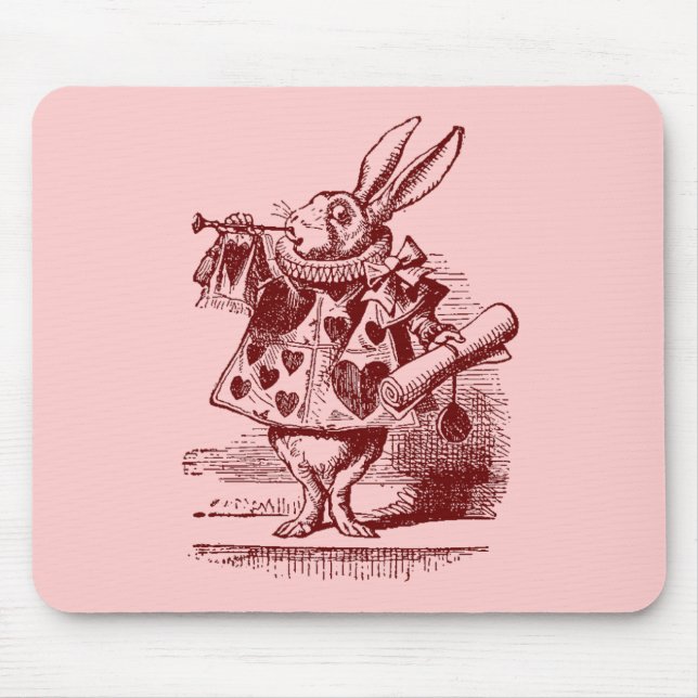 Vintage Alice im Wunderland Weißes Kaninchen Mousepad (Vorne)