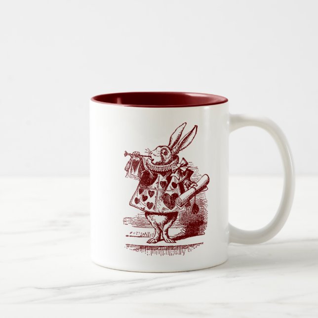 Vintage Alice im Wunderland Weißes Kaninchen Zweifarbige Tasse (Rechts)