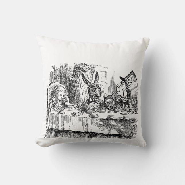 Vintage Alice im Wunderland-wütendes Kissen (Vorderseite)