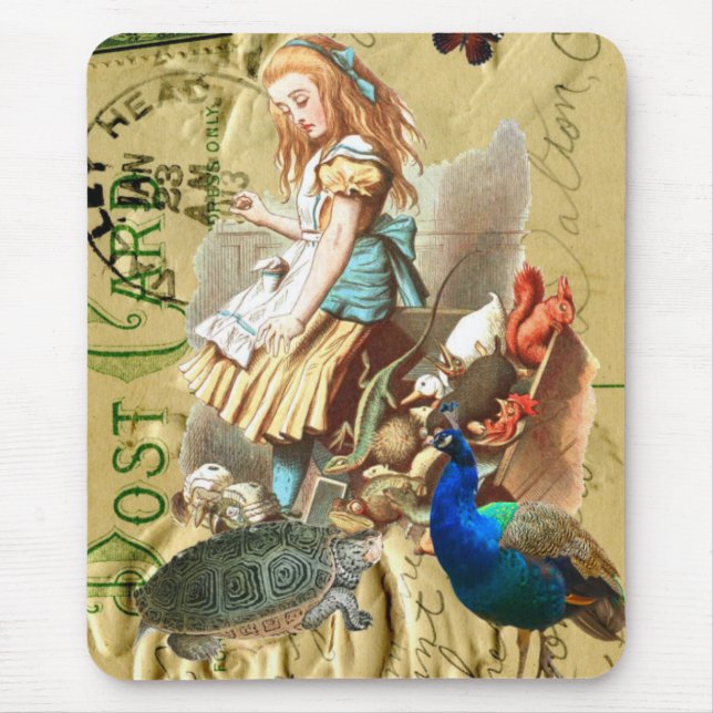 Vintage Alice im Wunderlandcollage Mousepad (Vorne)