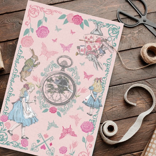 Vintage Alice in Wonderland Fairytale Decoupage Seidenpapier (Von Creator hochgeladen)