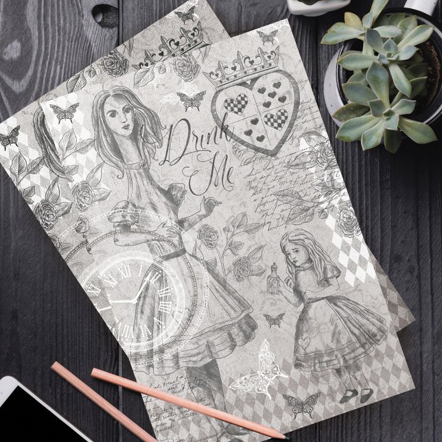 Vintage Alice in Wonderland Leimschnitt Seidenpapier (Von Creator hochgeladen)