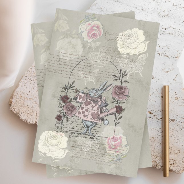 Vintage Alice in Wonderland Leimschnitt Seidenpapier (Von Creator hochgeladen)