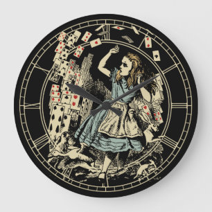Vintage Alice kardiert Fliegen Große Wanduhr