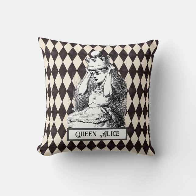 Vintage Alice mit Crown Harlequin Kissen (Vorderseite)