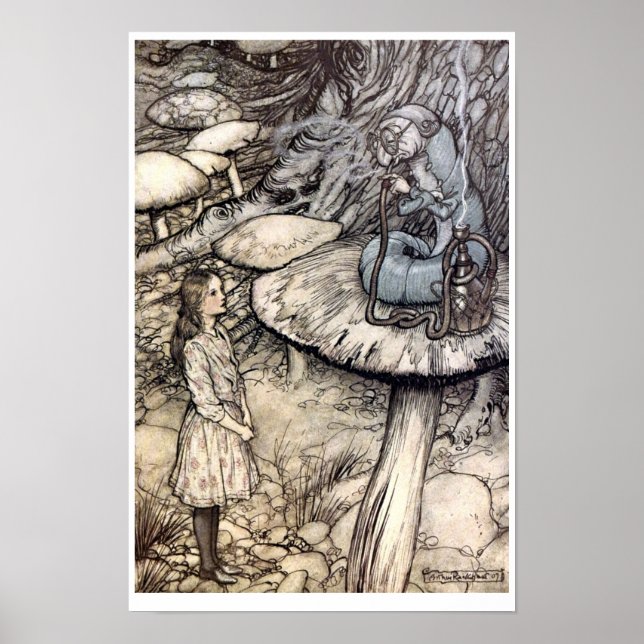 Vintage Alice mit Hookah-Raupe Rauchen Poster (Vorne)