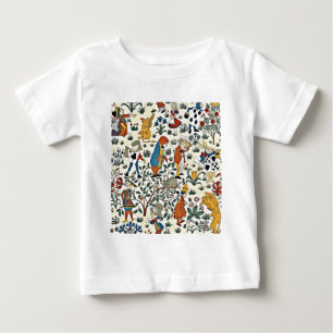 Vintage Alice und Freunde Stoffmuster Baby T-shirt
