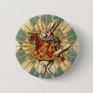 Vintage Alice Weißes Kaninchen Button
