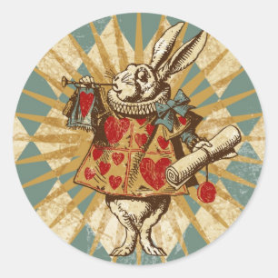 Vintage Alice Weißes Kaninchen Runder Aufkleber