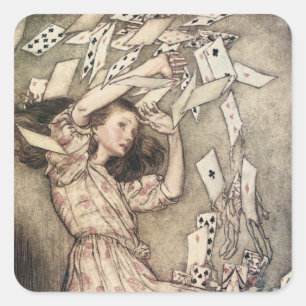 Vintage Alices Abenteuer in Wonderland von Rackham Quadratischer Aufkleber