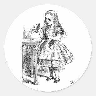 Vintage Alice's Adventures in Wonderland (1865) Runder Aufkleber