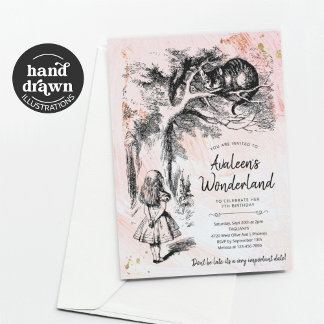 Vintage Alice's Adventures in Wonderland Geburtsta Einladung