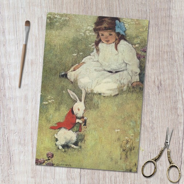 Vintage Alice's Adventures in Wonderland Rabbit Seidenpapier (Von Creator hochgeladen)