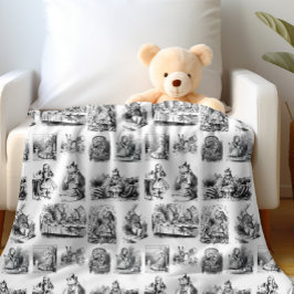 Vintage Alice's Adventures in Wunderland-Muster Fleecedecke