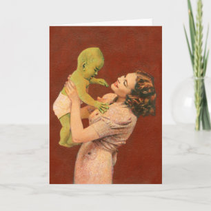 Vintage-Alien-Baby-Grußkarte Karte