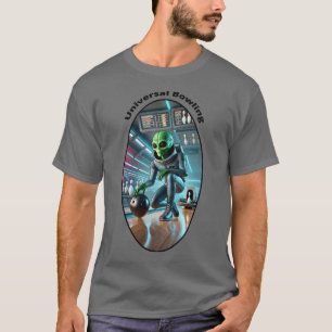 Vintage Alien im Weltraum Bowling in einem Alley U T-Shirt
