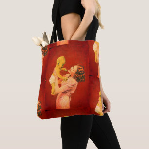 Vintage-Alien-Kind und Mutter All-Over-Print-Tasch