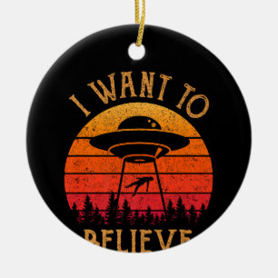 Vintage Alien UFO Hunter Wollte ich zu glauben Ret Keramik Ornament
