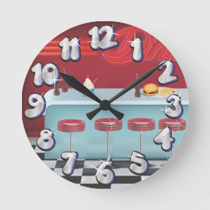 Vintage All American Diner Runde Wanduhr