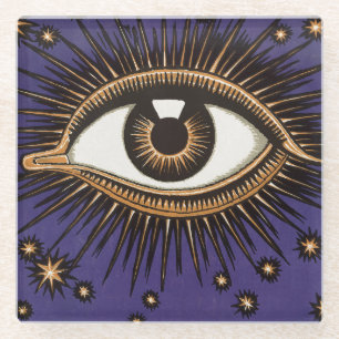 Vintage All Seeing Eye Mystische Himmlische Kunst Glasuntersetzer