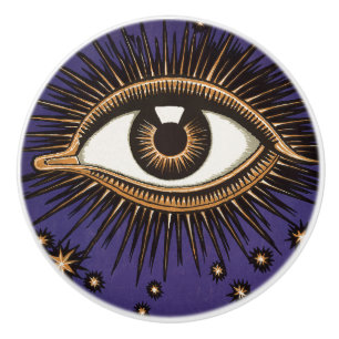 Vintage All Seeing Eye Mystische Himmlische Kunst Keramikknauf