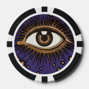 Vintage All Seeing Eye Mystische Himmlische Kunst Pokerchips