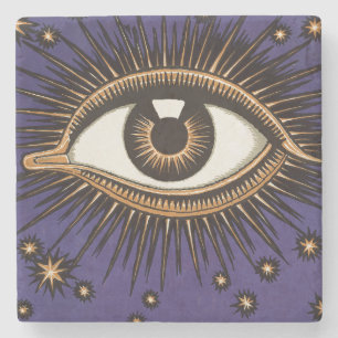 Vintage All Seeing Eye Mystische Himmlische Kunst Steinuntersetzer