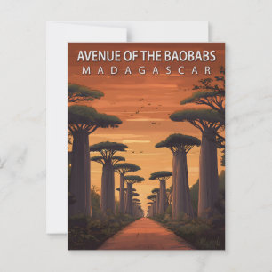 Vintage Allee der Baobabs Madagaskar Reise Postkarte