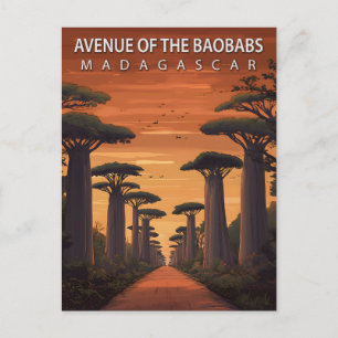 Vintage Allee der Baobabs Madagaskar Reise Postkarte