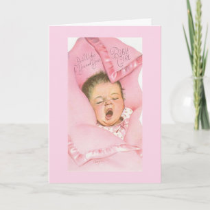 Vintage - Alles Gute für Sie & Baby Mädchen, Karte