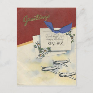Vintage Alles Gute zum Geburtstag Bruder Mit Flugz Postkarte