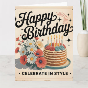 Vintage "Alles Gute zum Geburtstag - Feiern Sie im Karte