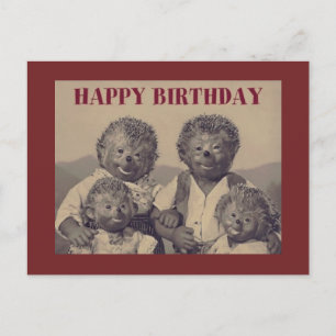 Vintage Alles Gute zum Geburtstag Igel Familie Feiertagspostkarte