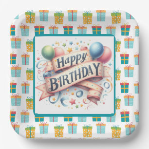 Vintage Alles Gute zum Geburtstag Pappteller