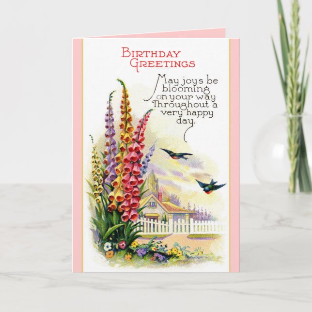 Vintage alles Gute zum Geburtstagkarte Karte (Vorderseite)