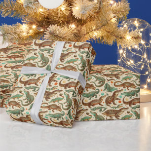 Vintage-Alligator-Nahtlos Geschenkpapier