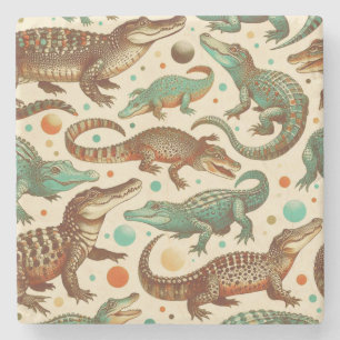 Vintage Alligator Nahtlos Steinuntersetzer