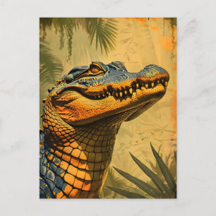 Vintage Alligator Postkarte