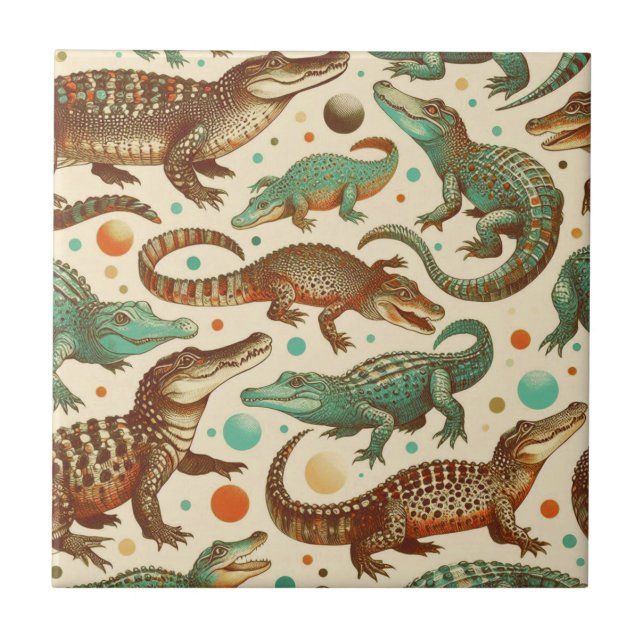 Vintage Alligatorenamlees Fliese (Vorderseite)