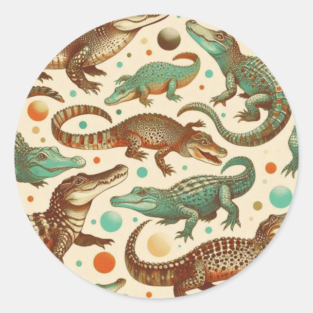 Vintage Alligatorenamlees Runder Aufkleber (Vorderseite)