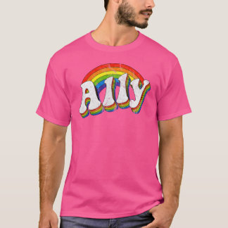 Vintage Ally LGBTQ 70s Gay Pride Flag LGBT boy T-Shirt