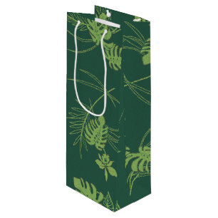 Vintage Aloha-Geschenktasche   Lau Barkcloth Green Geschenktüte Für Weinflaschen